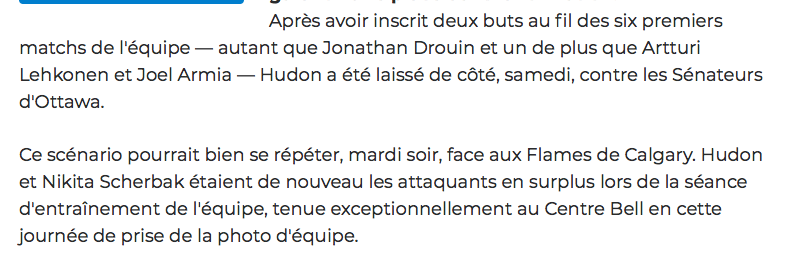 Claude Julien nous jure qu'il n'y a pas de problème entre lui et Charles Hudon...