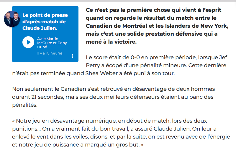 Claude Julien se VANTAIT...et se BOMBAIT le TORSE.