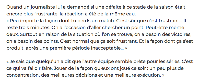 Claude Julien semblait ABATTU en conférence de presse