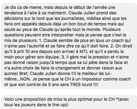 Claude Julien veut faire MENTIR les journalistes..mais....