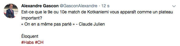 Claude Julien vient de confirmer le statut de Kotkaniemi...