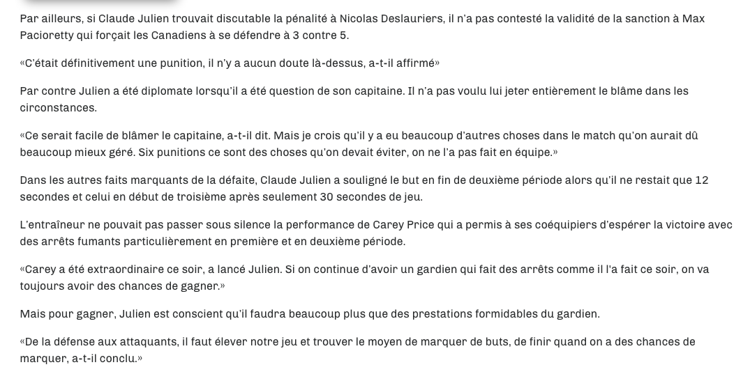 Claude Julien VISE encore Max Pacioretty!!!!!!!