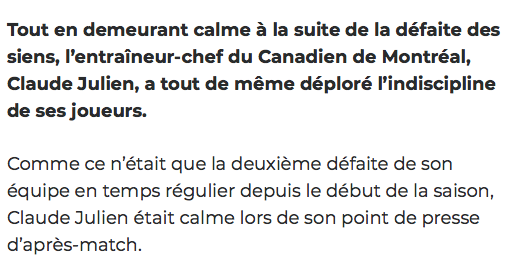 Claude Julien VISE Joel Armia pour sa pénalité...Mais protège Andrew Shaw....