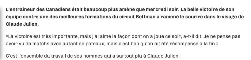 Claude Julien... VISE Jonathan Drouin...Comme un GRAND-PAPA POULE...