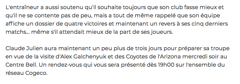 Claude Julien VISE Kirk Muller..