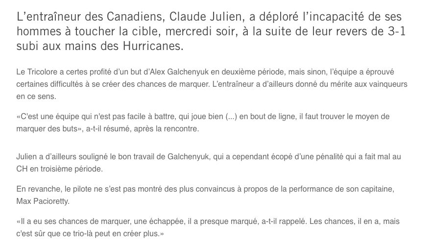 Claude Julien VISE PATCH!!!!!! Il faut l'échanger à MINUIT!!!!