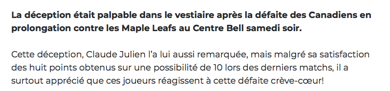 Claude Julien VISE son 4e trio au complet...