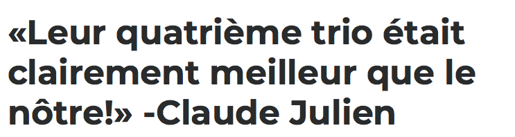 Claude Julien VISE son 4e trio au complet...