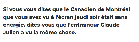 Claude Julien VISE son vestiaire...AU COMPLET...