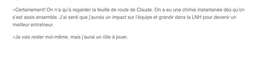 Claude Julien...sur les HAUTES...HAHA!!!!