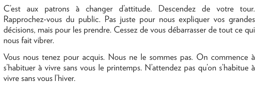 Comment HUMILIER Marc Bergevin et Geoff Molson..