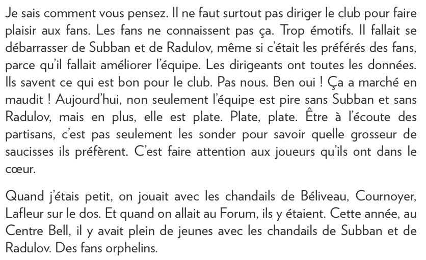 Comment HUMILIER Marc Bergevin et Geoff Molson..