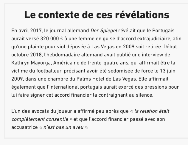 Cristiano Ronaldo en PRISON? Il semble que la THÈSE DU VIOL ne soit pas inventée....