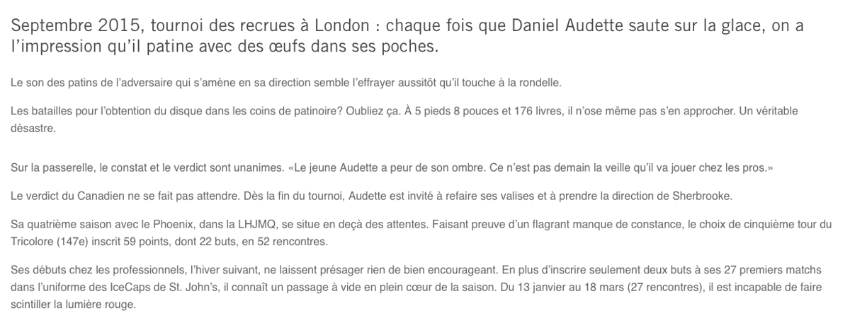 Daniel Audette avait peur de son OMBRE..