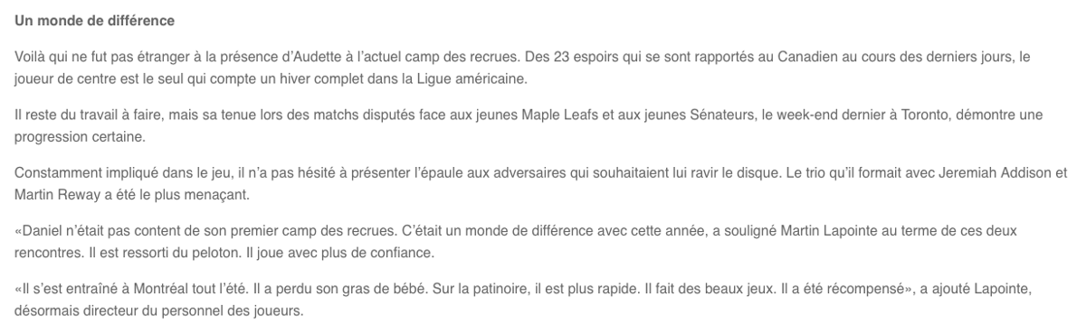 Daniel Audette avait peur de son OMBRE..