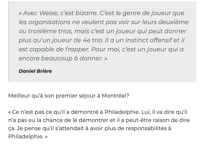 Daniel Brière est tout excité...Par les transactions de Marc Bergevin....