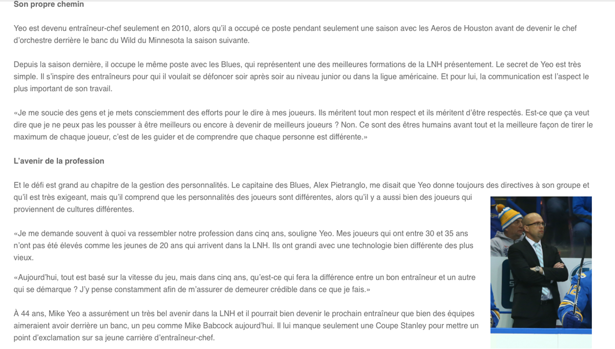 Daniel Brière est un PETIT MERDEUX...Selon le chum de Michel Therrien, Mike Yeo..