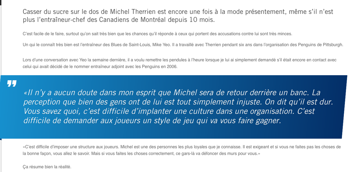 Daniel Brière est un PETIT MERDEUX...Selon le chum de Michel Therrien, Mike Yeo..