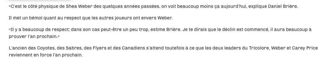 Daniel Brière sait C'EST QUOI être FINI à L'AVANCE...