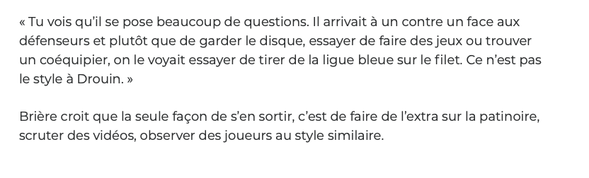 Daniel Brière traite Jonathan Drouin de JOUEUR PERDU....