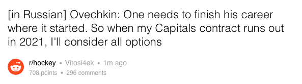 Dans 3 ans, Alex Ovechkin va partir...