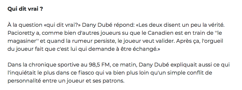Dany Dubé ACCUSE Martin Leclerc d'avoir DÉFORMÉ la vérité?