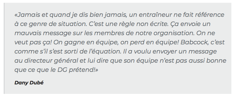 Dany Dubé ATTAQUE Mike Babcock..