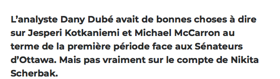 Dany Dubé CAPOTE sur Kotkaniemi...Complimente le GROS PLEIN DE SOUPE..