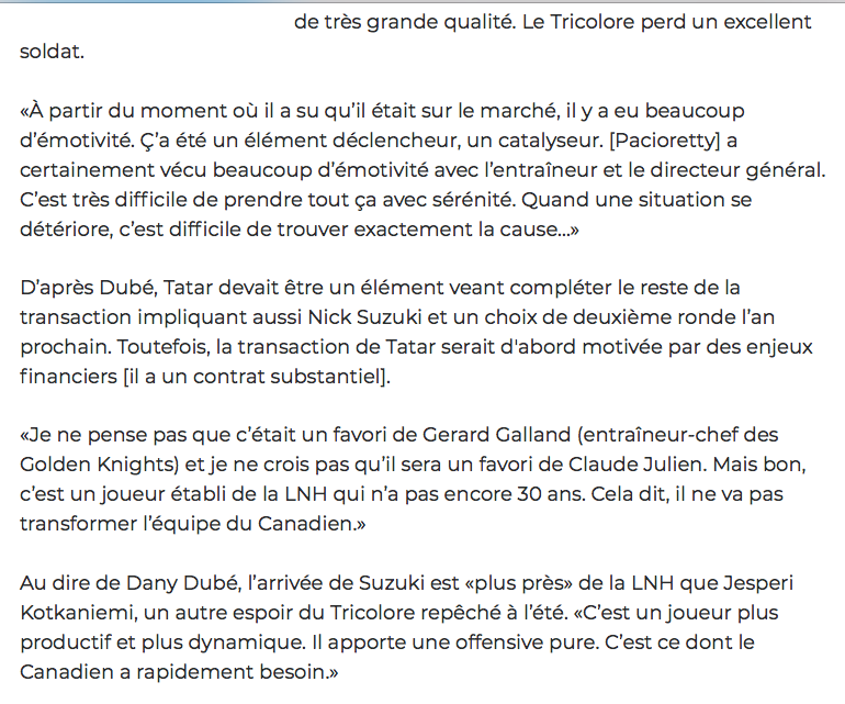 Dany Dubé est en TA....contre Marc Bergevin...