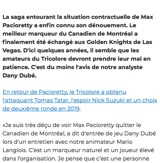 Dany Dubé est en TA....contre Marc Bergevin...