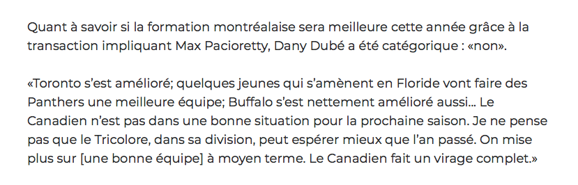 Dany Dubé est en TA....contre Marc Bergevin...