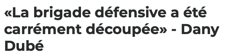 Dany Dubé RIDICULISE la défensive du CH....