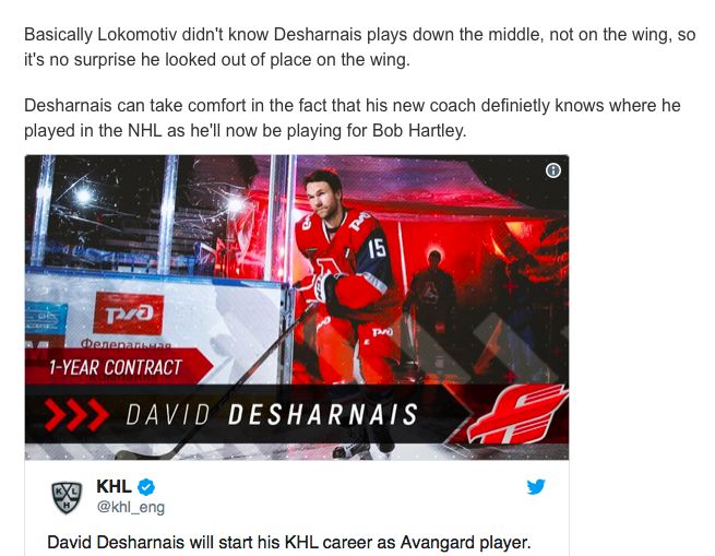 David Desharnais n'est pas un CENTRE...