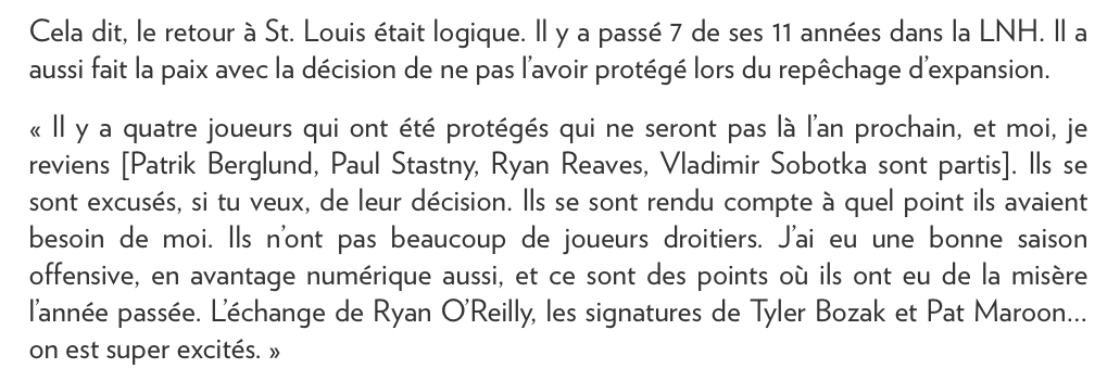 David Perron tenait plus au CASH, qu'à sa fierté...