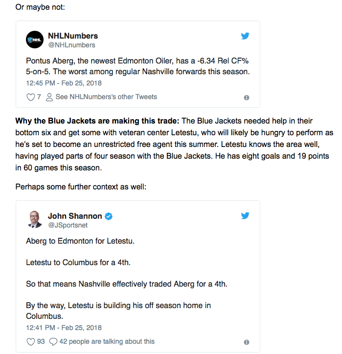 David Poile a CROSSÉ les JETS!!!!!