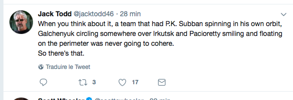 Depuis que PK Subban la ATTENTION WHORE n'est plus là...