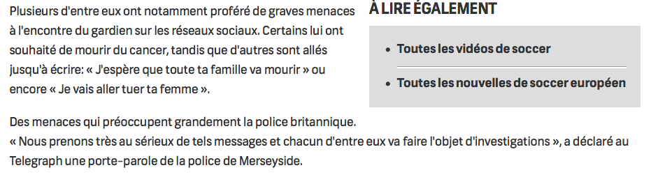 Des menaces de mort pour le GARDIEN POURRI qui a fait perdre Liverpool...