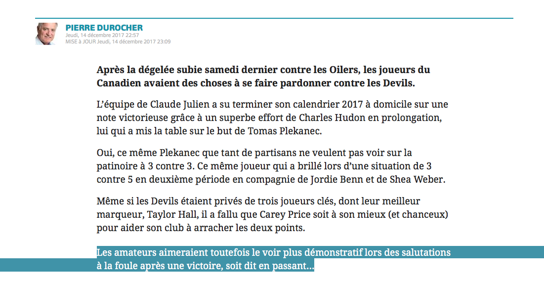 Des MILLIERS de SIÈGES VIDES...Carey Price qui se CAL...des amateurs..