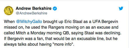 Dès que TSN 690 a dit que Bergy avait quasiment RIDICULISÉ Eric Staal en ondes...