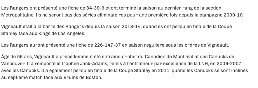 Dès son congédiement hier soir..le nom d'Alain Vigneault...