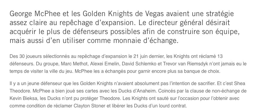  Dire que les Ducks ont REFUSÉ Shea Theodore pour Max Pacioretty...