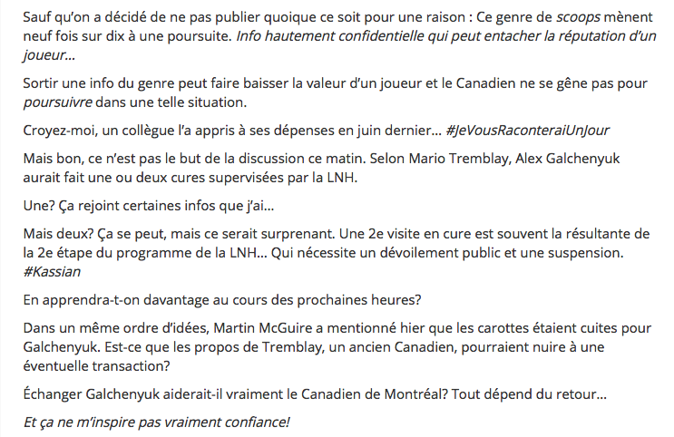 Dire qu'on nous traitait de MENTEURS quand on vous a annoncé en PRIMEUR la DÉSINTOX d'Alex Galchenyuk.