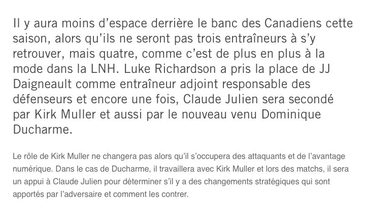 DOM DOM veut VOLER le poste de Claude Julien....