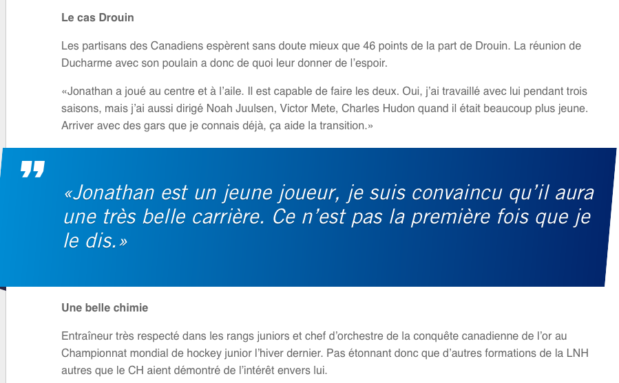 Dominic Ducharme change son discours...