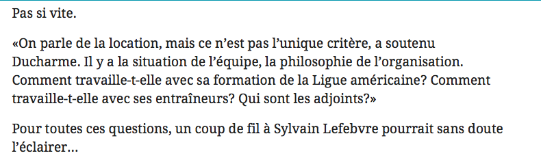 Dominic Ducharme parlait directement à Marc Bergevin.
