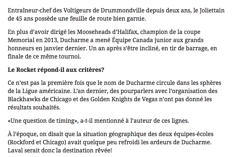 Dominic Ducharme parlait directement à Marc Bergevin.