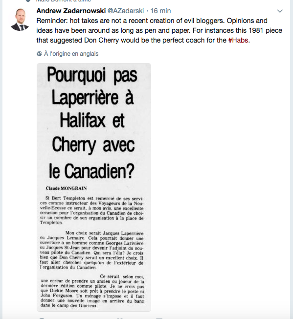 Don CHERRY COACH du Canadien!!!!!