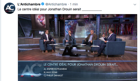 Donc, ça prendrait un centre défensif pour Drouin...