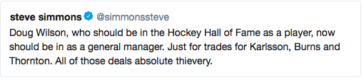 Doug Wilson...le MEILLEUR DG de la LNH...