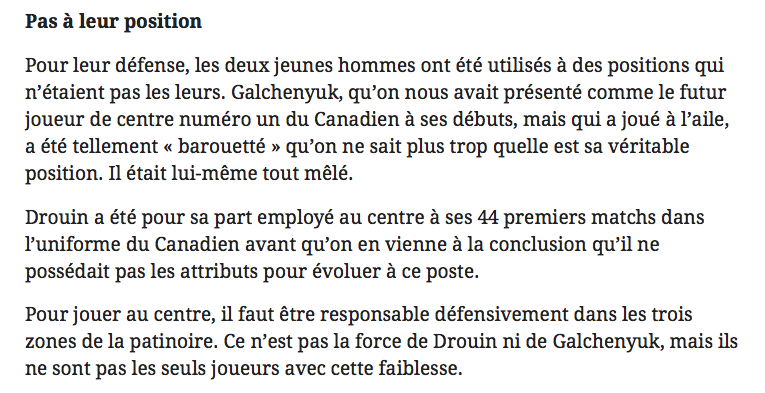 Drouin et CHUCKY...Doivent devenir ADULTES..